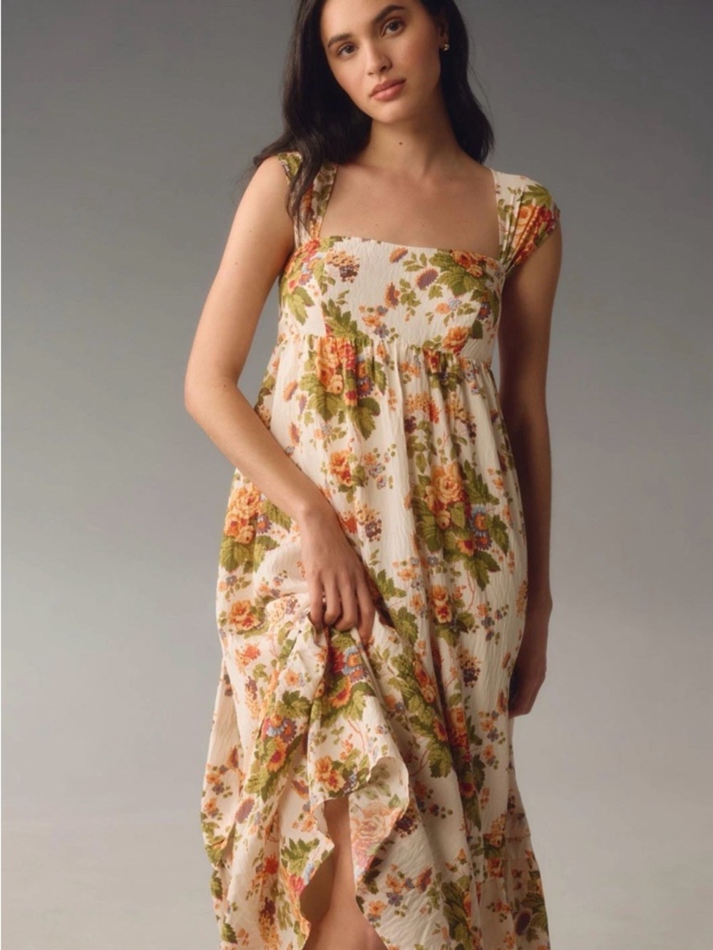 By Anthropologie Floral Empire Waist Tiered Maxi Dress Small - Picture 2 of 9